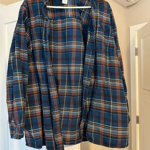 Blue and Brown Plaid Shirt